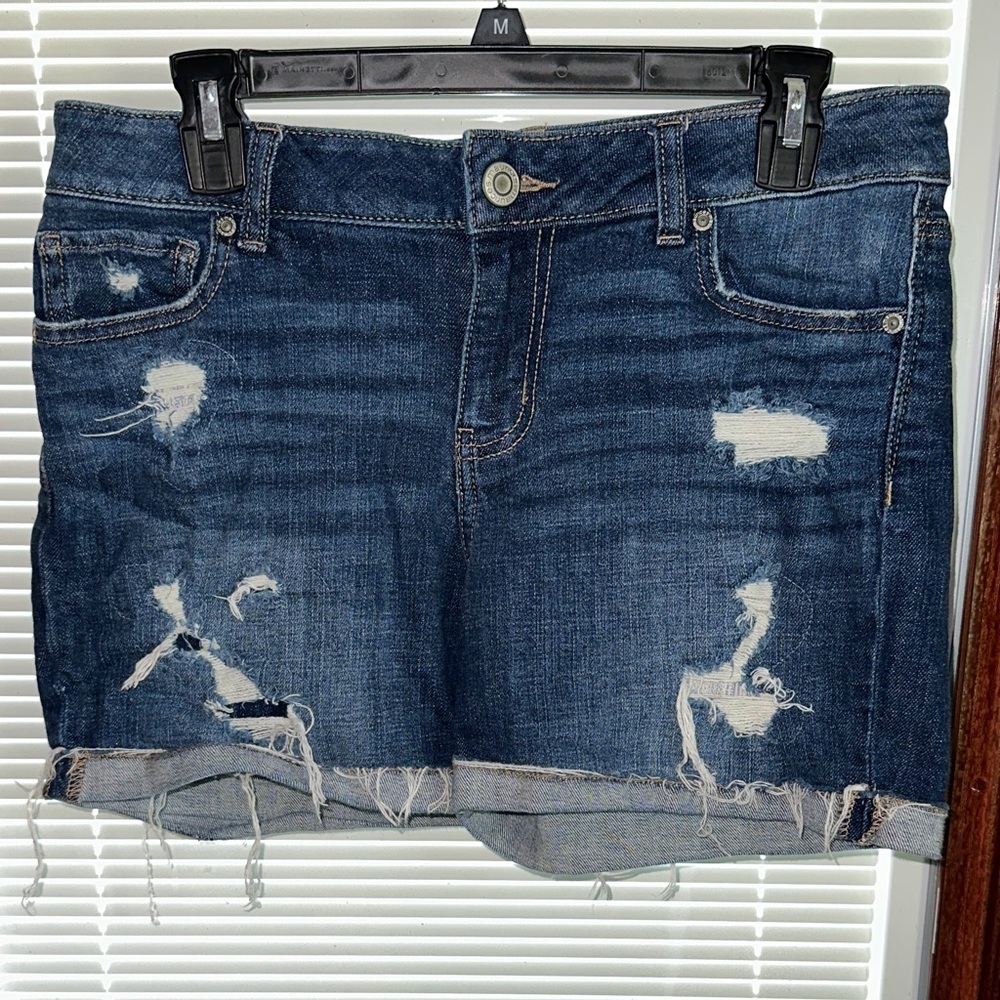 Maurices Blue Denim Distressed Shorts